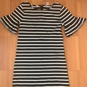 JCrew Black and White Striped Dress